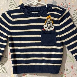 Baby Gap Disney Snow White Seven Dwarfs Stripe Sweater w Doc Pocket 6-12 Months